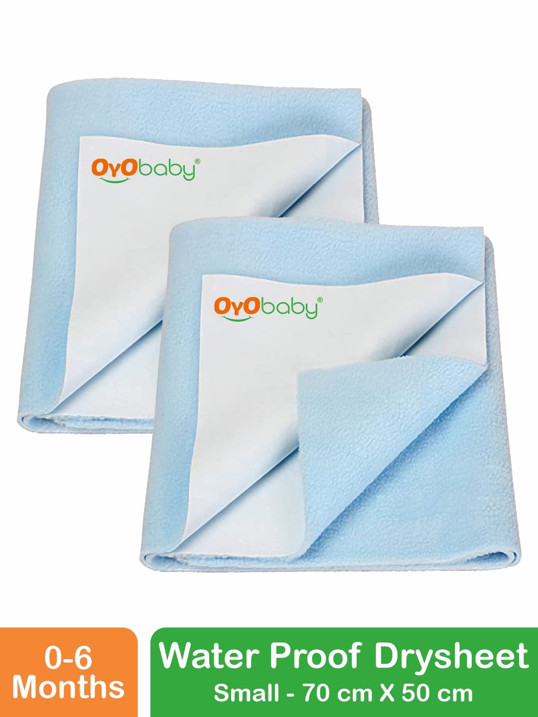 

OyO Baby Set of 2 Blue Waterproof Baby Dry Sheet Polycotton Mattress Protector