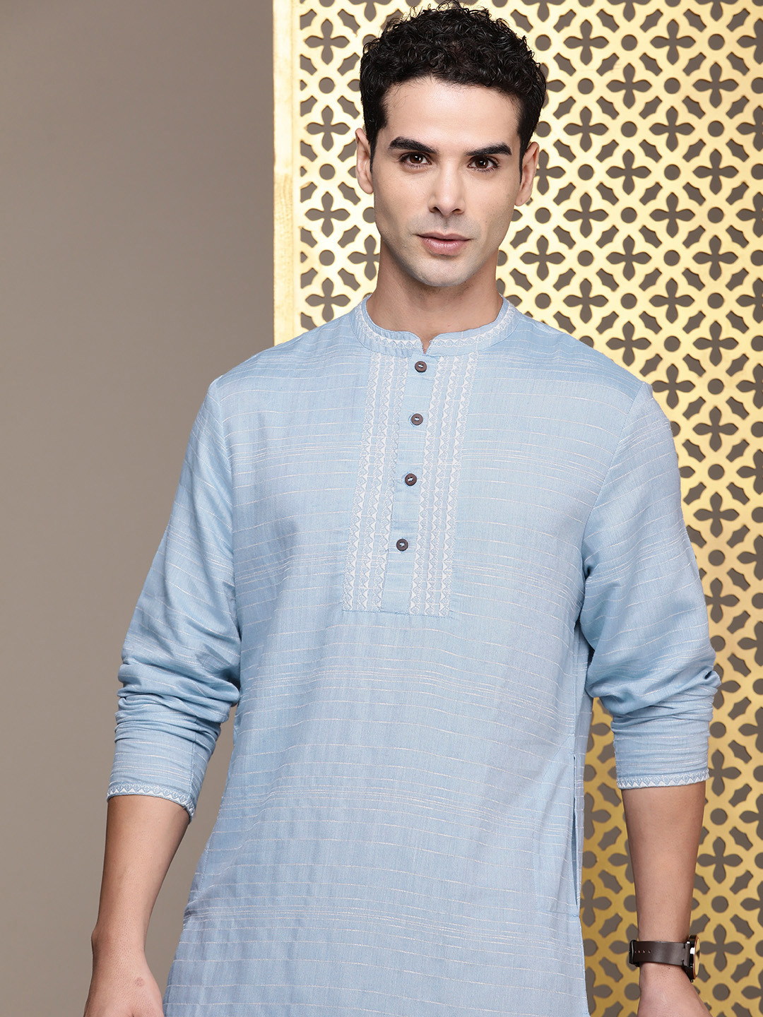 

House of Pataudi RozanaThread Work Kurta, Blue
