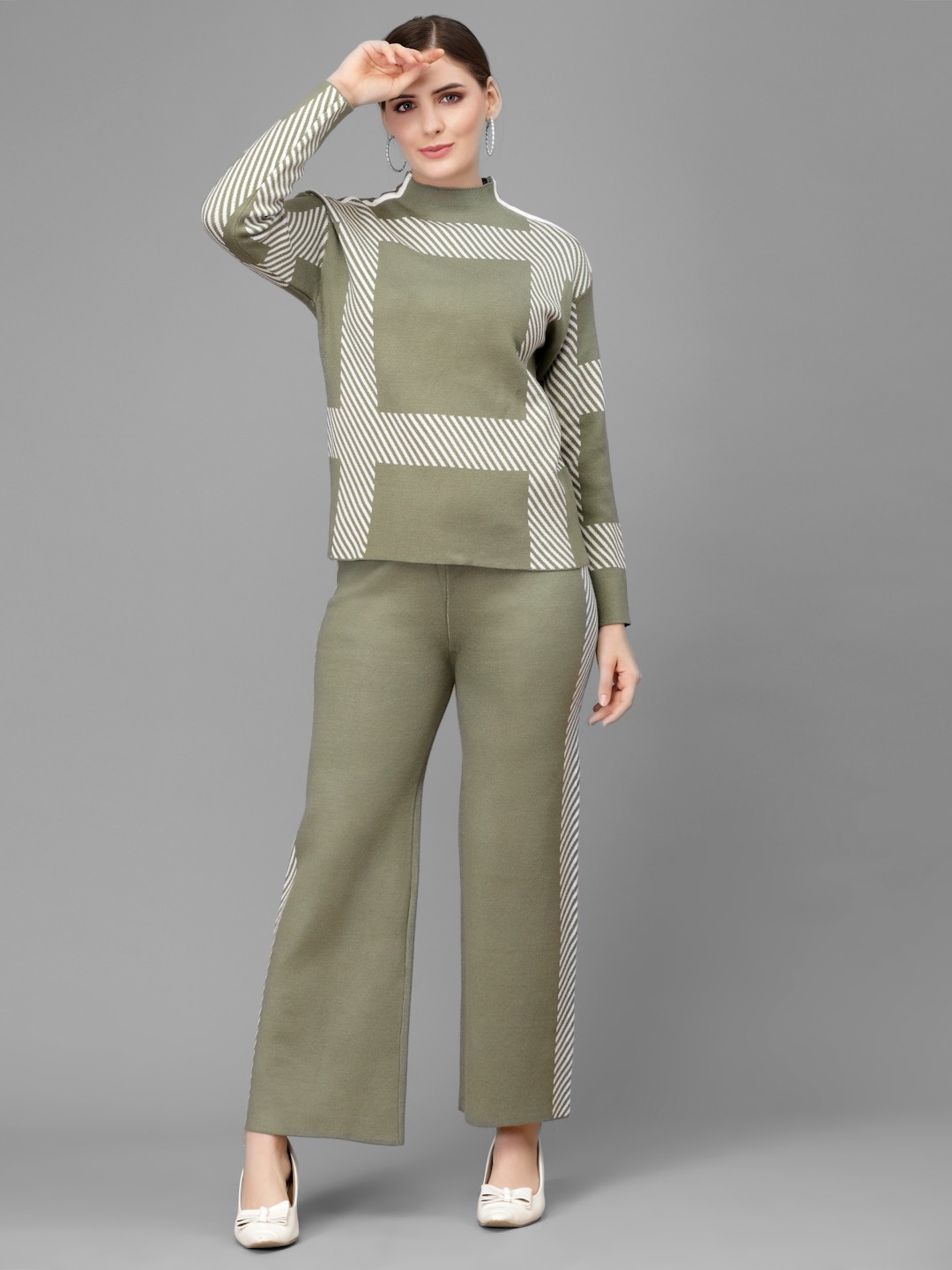 

Mafadeny Women Sweater with Palazzos, Green