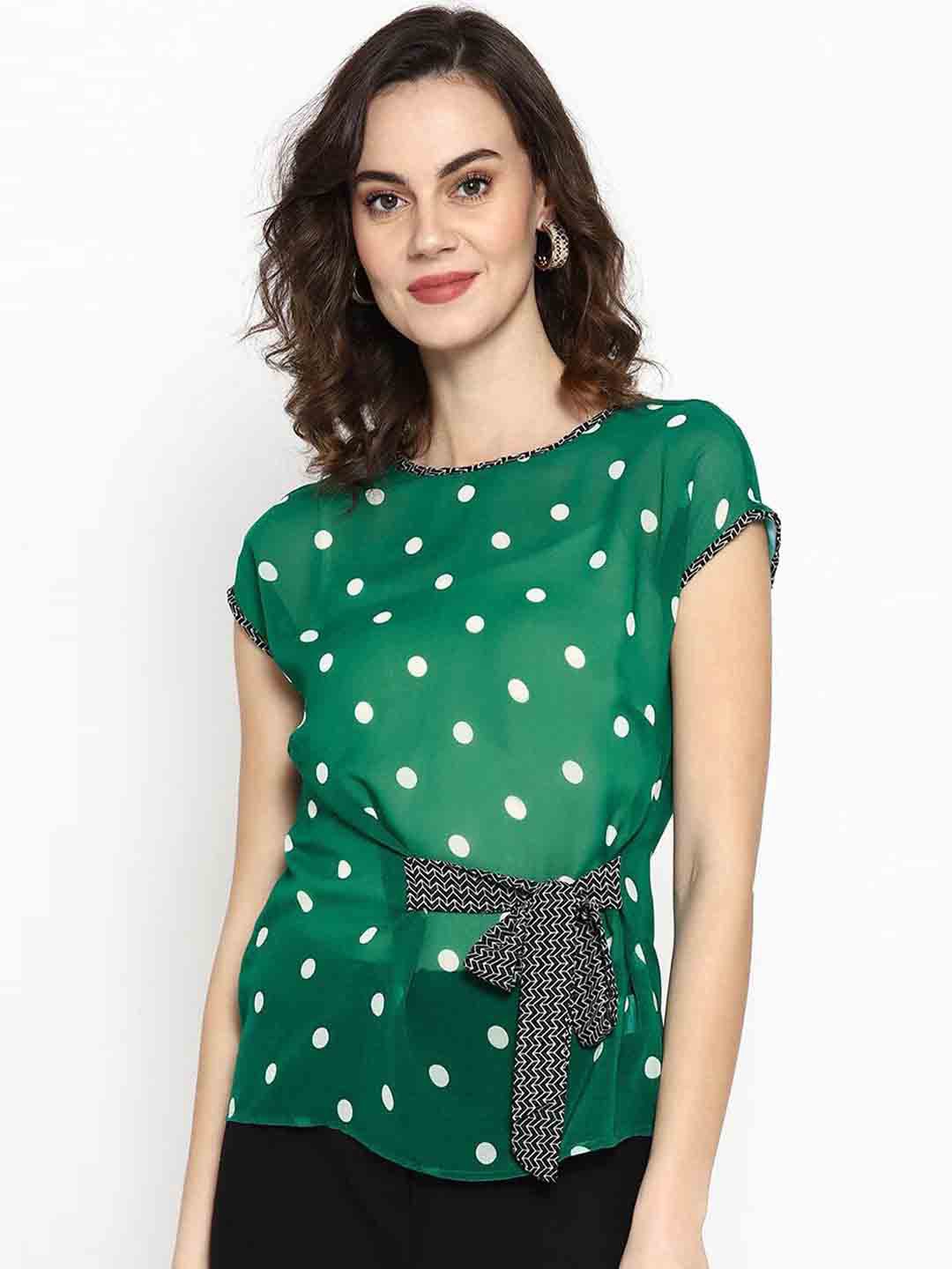 

SQew Extended Sleeves Cinched Waist Top, Green