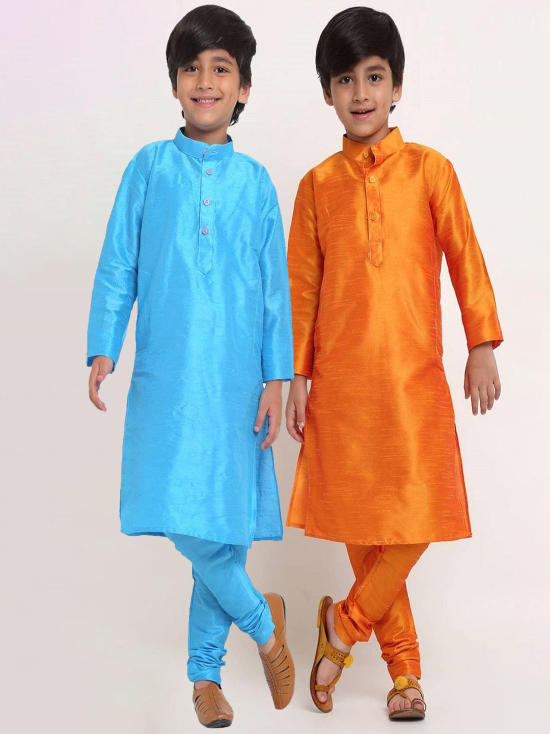 

Benstoke Boys Set Of 2 Solid Kurta with Churidar, Blue