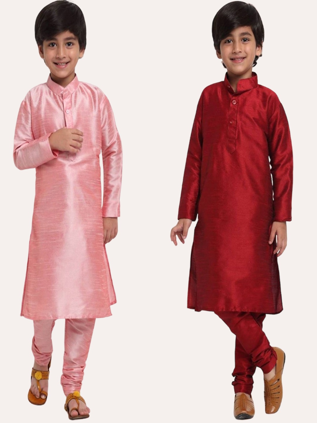 

Benstoke Boys Set Of 2 Solid Kurta with Churidar, Pink