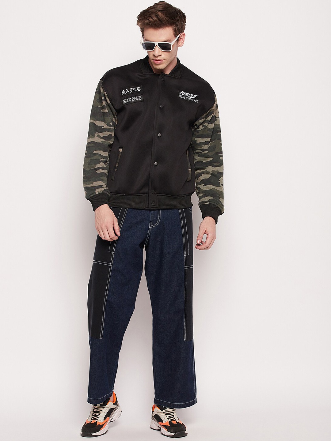 

FUGAZEE Men Camouflage Printed Bomber Jacket, Black