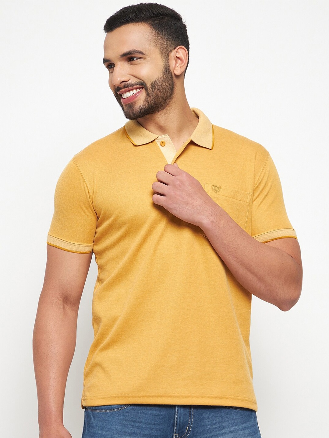 

Duke Men Solid Polo Collar Cotton T-shirt, Yellow