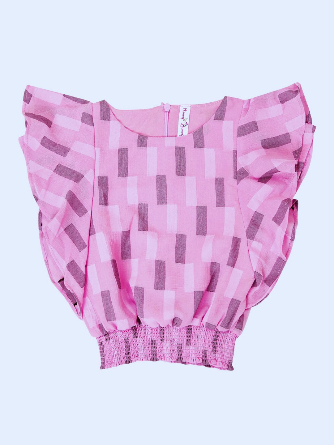 

Hunny Bunny Geometric Print Chiffon Blouson Top, Pink