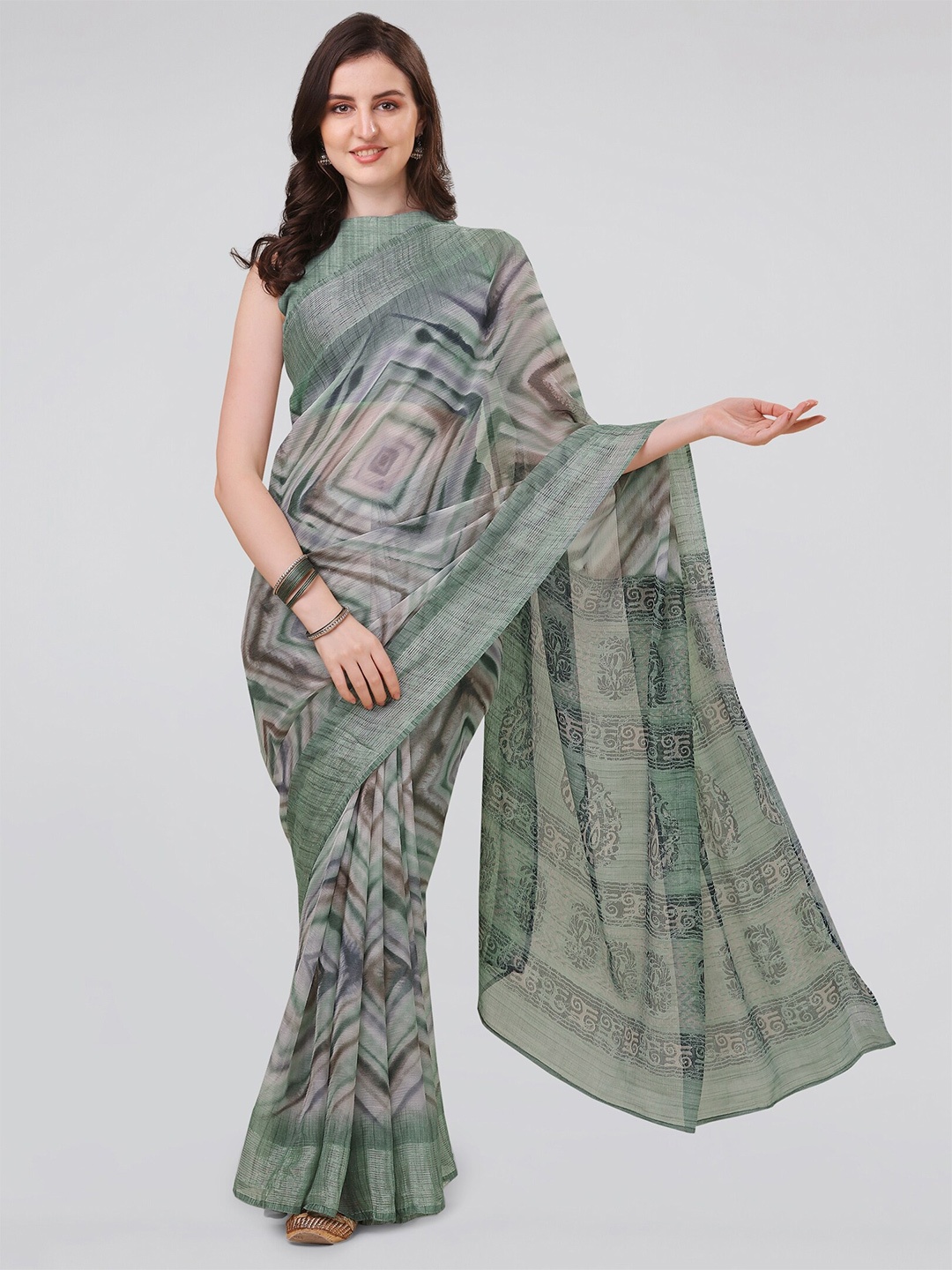

MIRCHI FASHION Printed Saree, Green