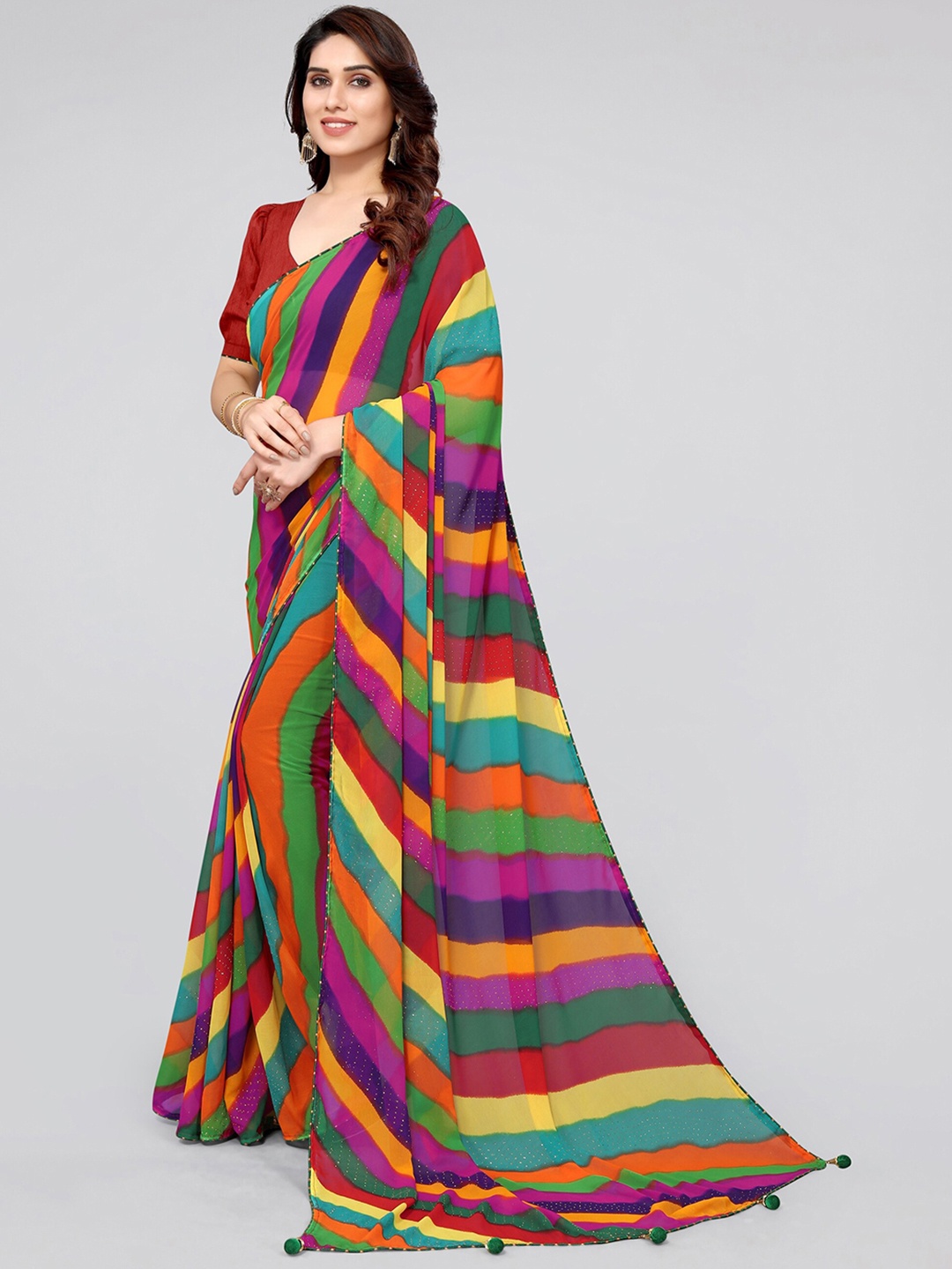 

MIRCHI FASHION Leheriya Leheriya Saree, Pink