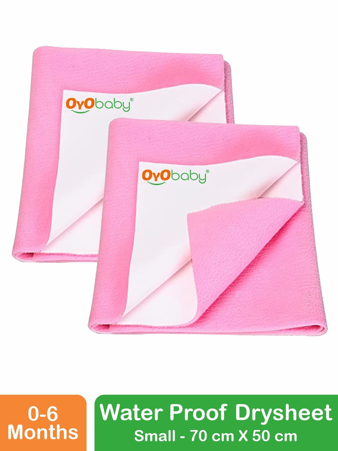 

OyO Baby Set of 2 Pink Waterproof Baby Dry Sheet Polycotton Mattress Protector