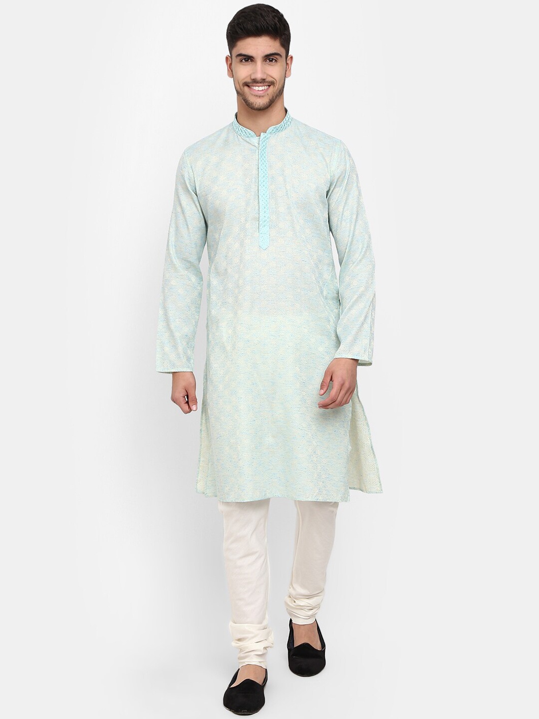 

V-Mart Men Self Design Kurta with Churidar, Blue