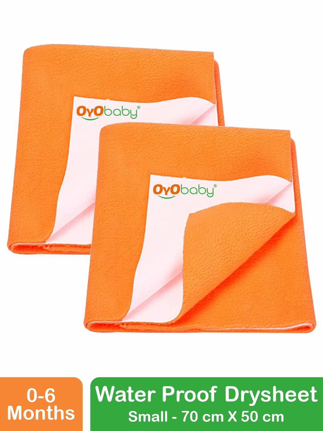 

OyO Baby Set of 2 Peach Waterproof Baby Dry Sheet Polycotton Mattress Protector