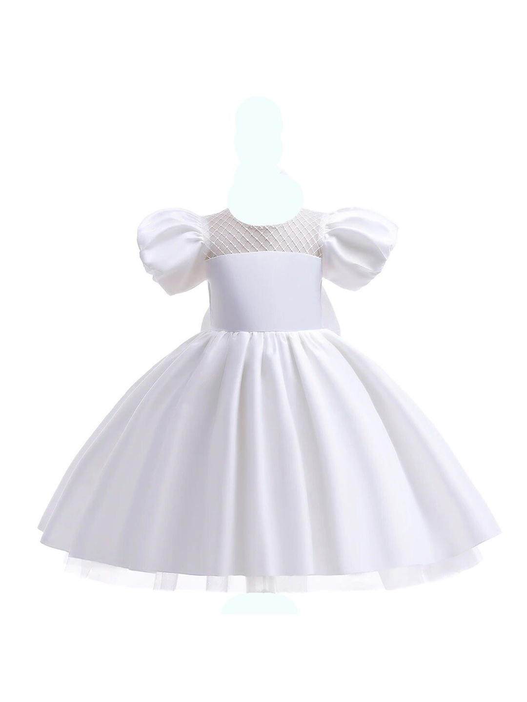 

R Cube White Checked Satin Dress