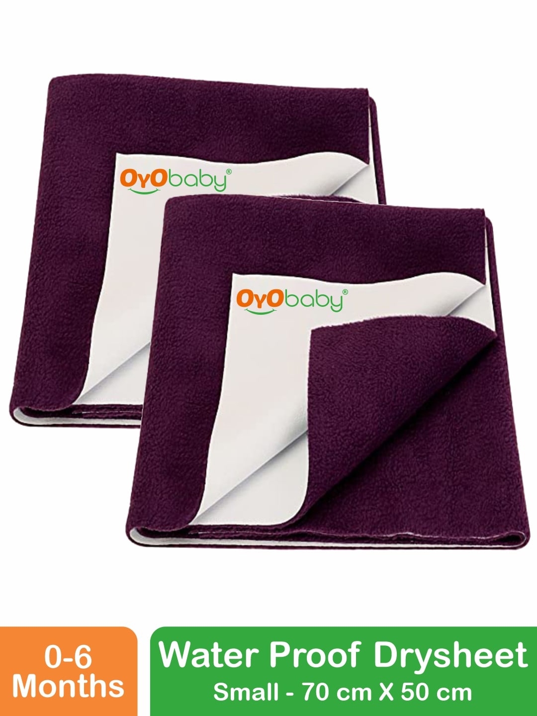 

OyO Baby Set of 2 Plum Waterproof Baby Dry Sheet Polycotton Mattress Protector, Purple