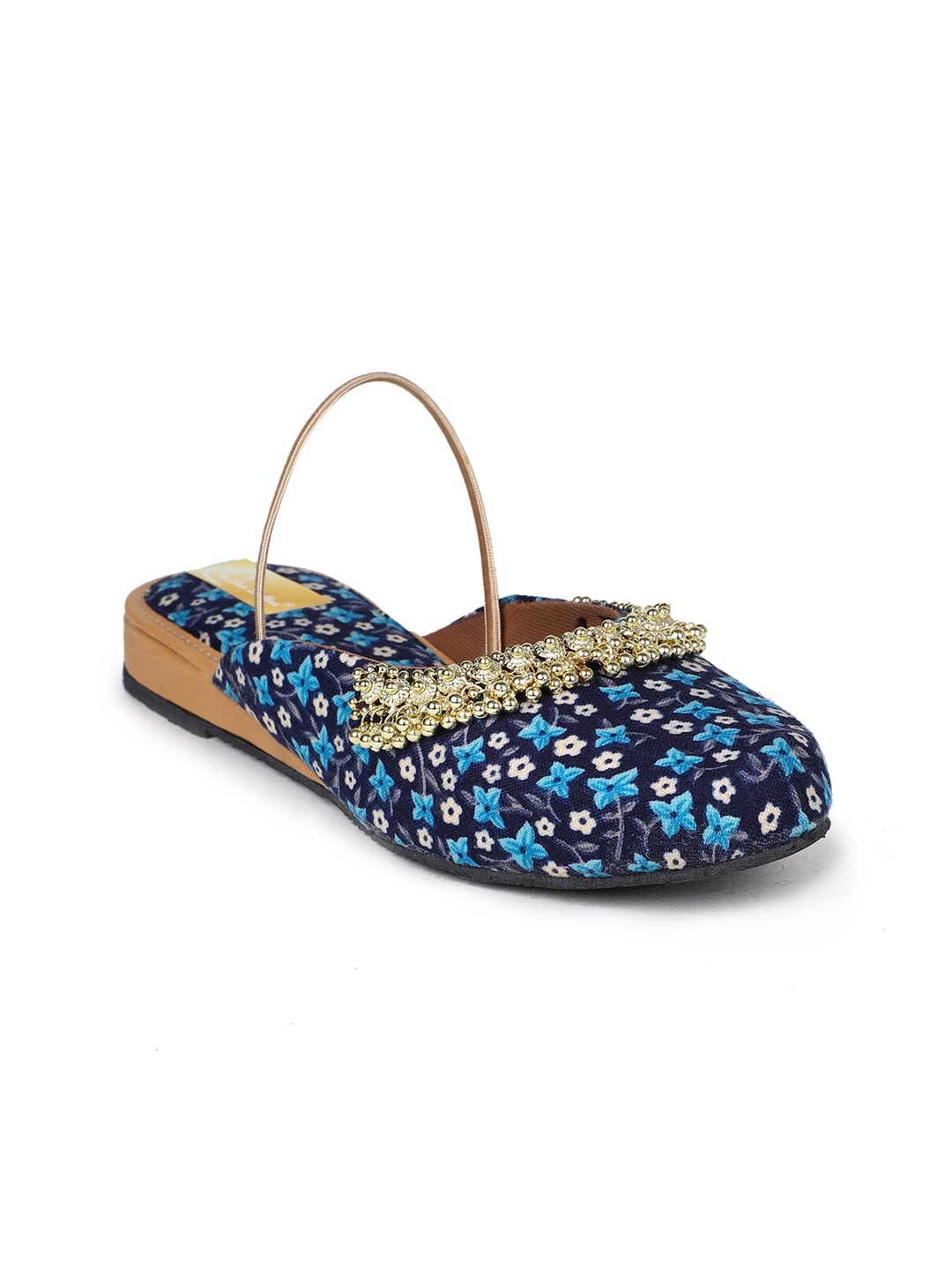 

The Desi Dulhan Women Printed Embellished Mules Flats, Blue