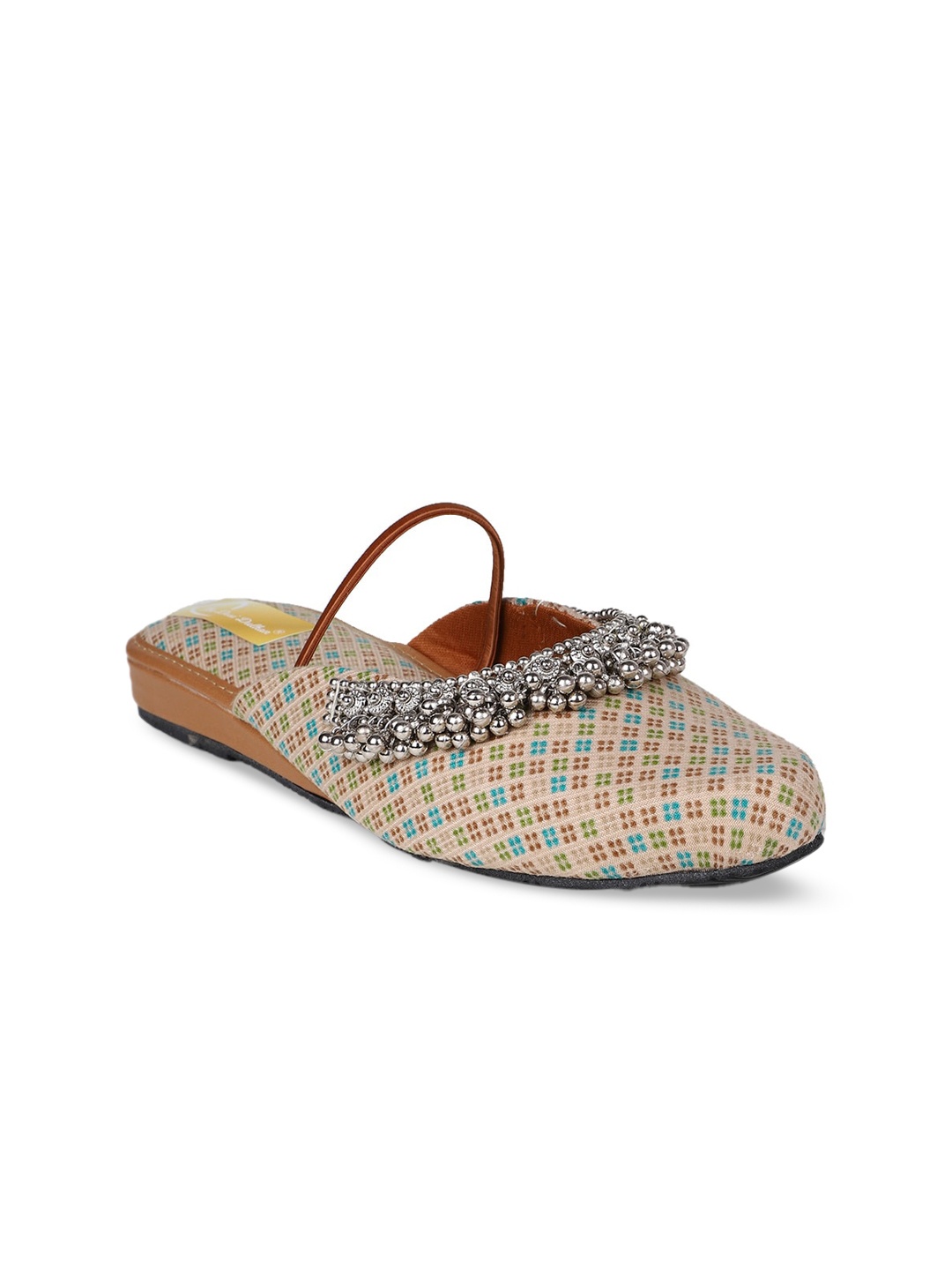 

The Desi Dulhan Women Printed Mules Flats, Beige
