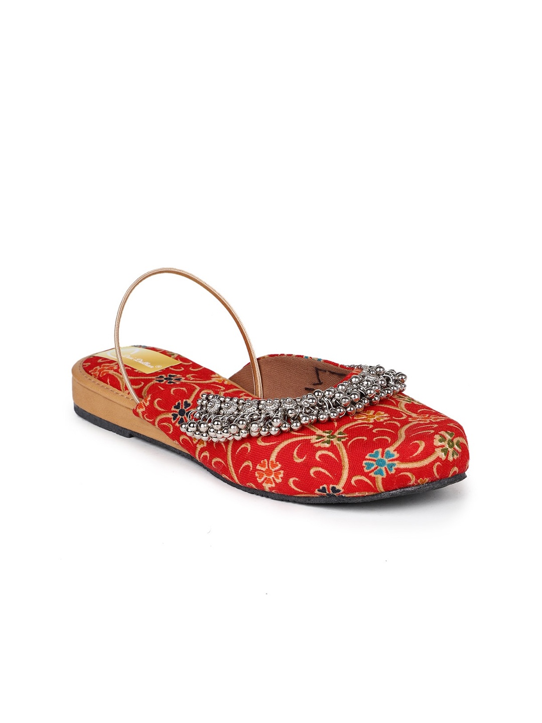 

The Desi Dulhan Women Printed Mules Flats, Red