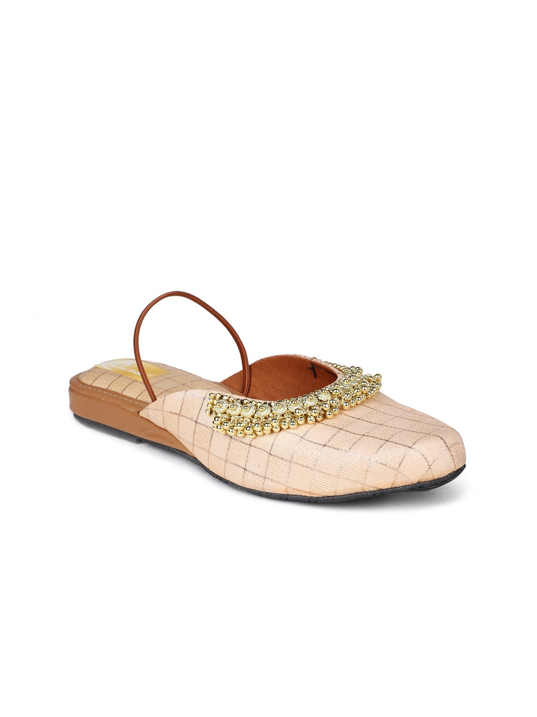 

The Desi Dulhan Women Printed Mules Flats, Cream