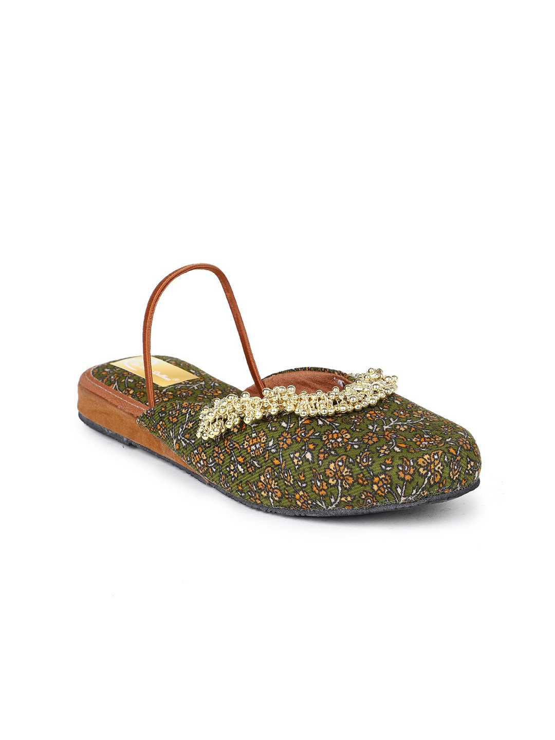 

The Desi Dulhan Women Printed Mules Flats, Green