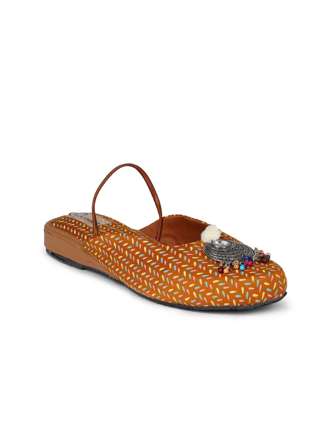 

The Desi Dulhan Women Printed Mules Flats, Brown