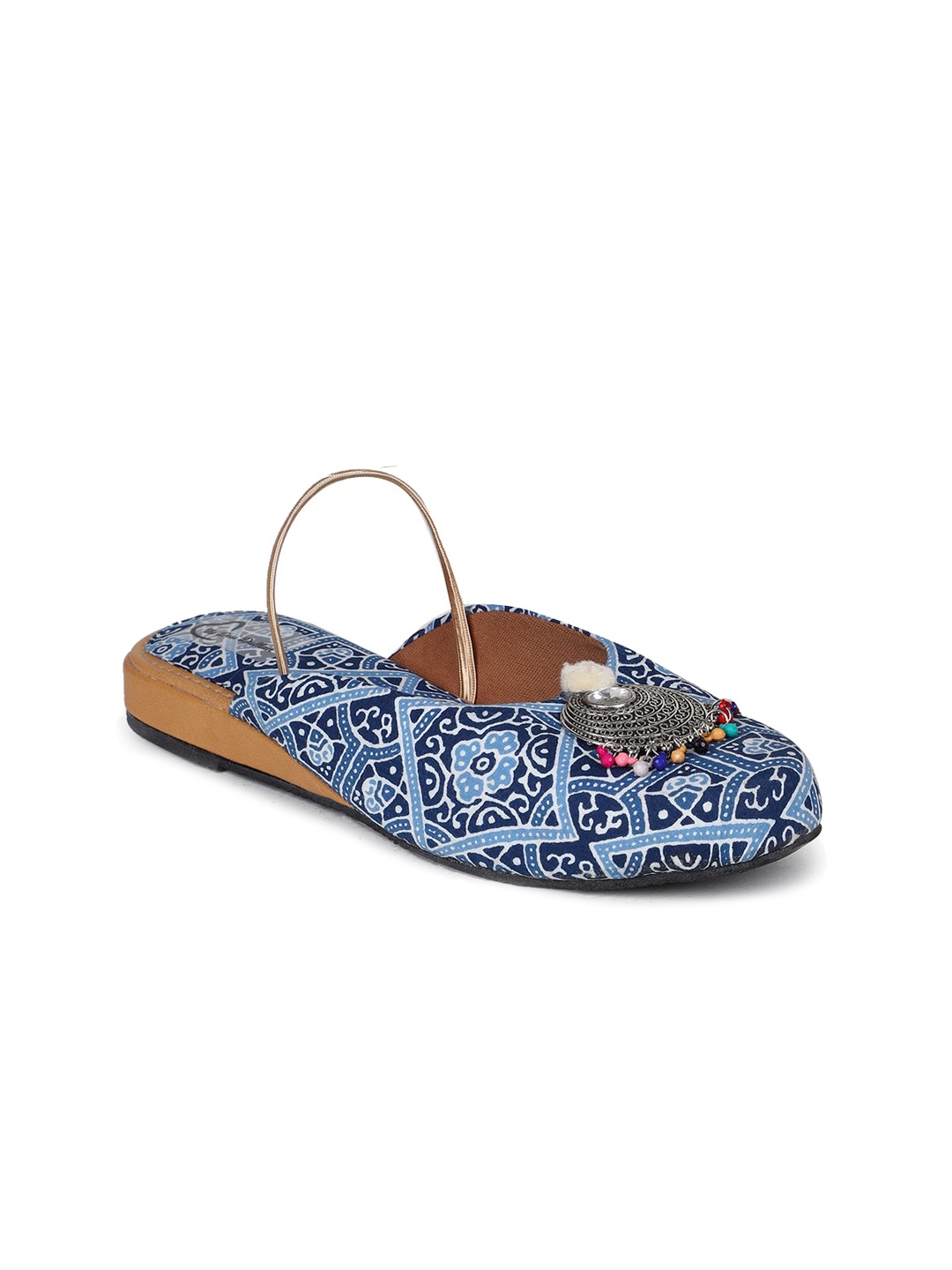 

The Desi Dulhan Women Printed Mules, Blue