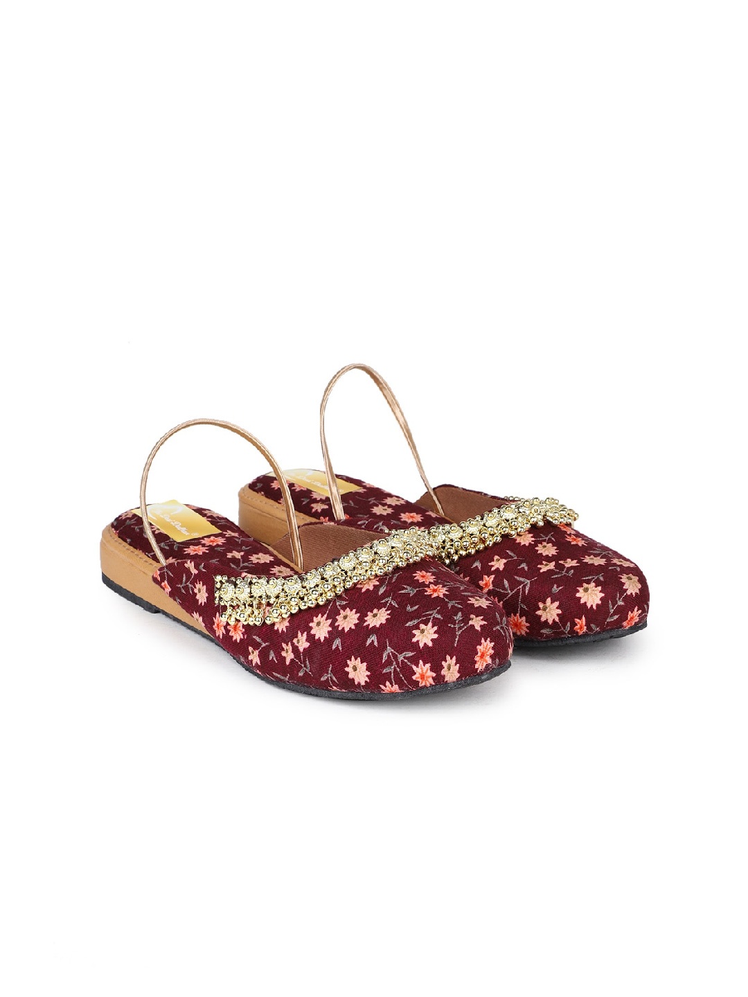 

The Desi Dulhan Women Printed Mules Flats, Maroon