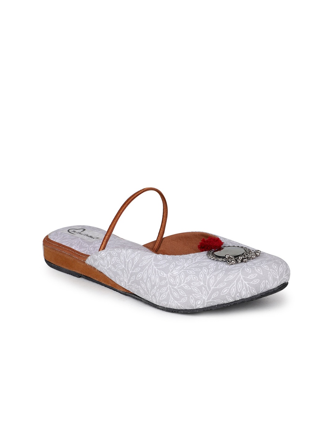 

The Desi Dulhan Women Printed Mules Flats, Grey