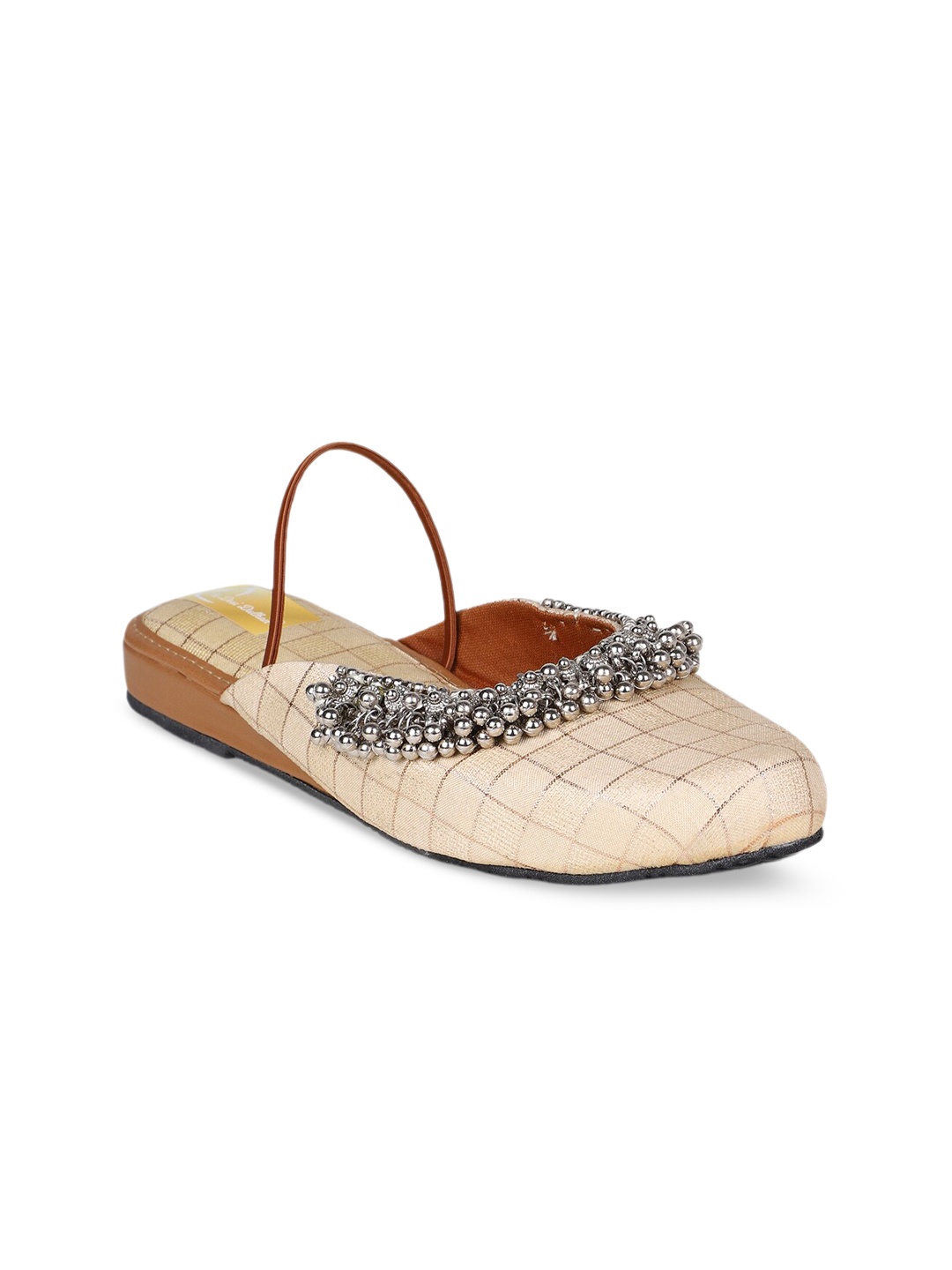 

The Desi Dulhan Women Printed Mules Flats, Cream