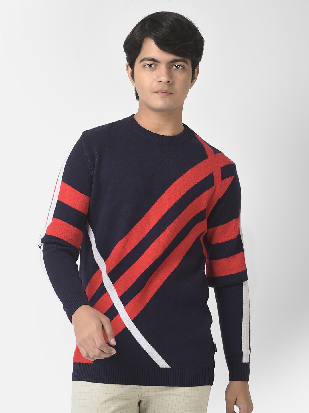 

Crimsoune Club Boys Striped Pullover, Navy blue