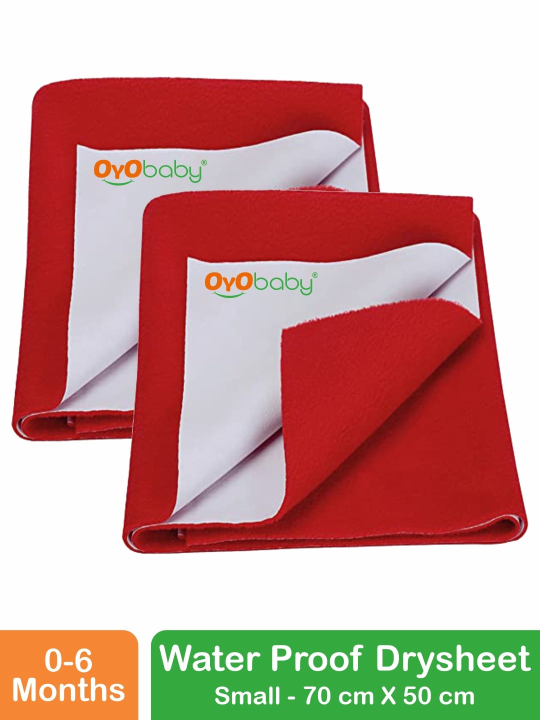 

OyO Baby Set of 2 Red Waterproof Baby Dry Sheet Polycotton Mattress Protector