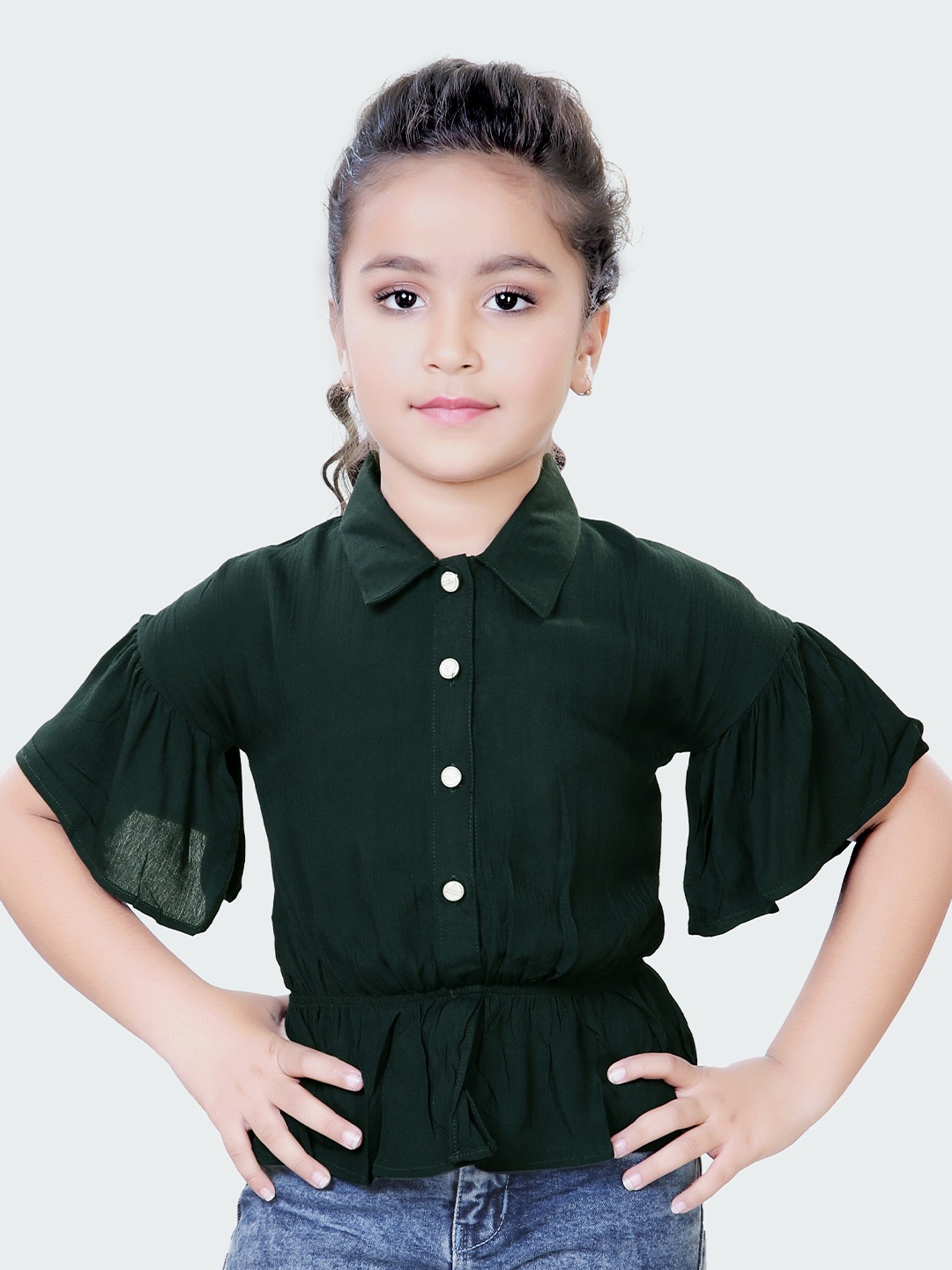

Hunny Bunny Crepe Cinched Waist Top, Green