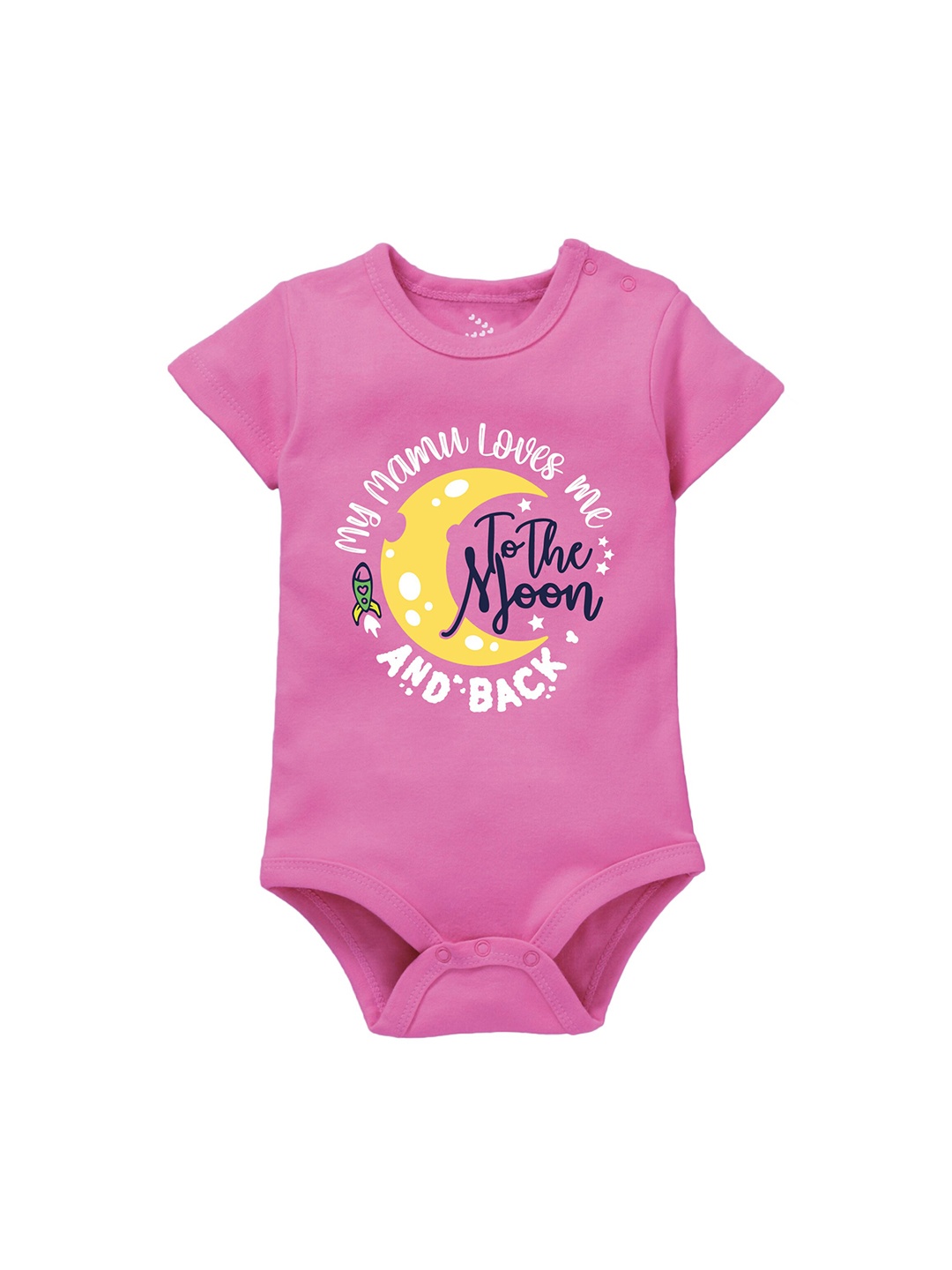 

Zeezeezoo Kids Mamu Moon Stars Printed Cotton Bodysuit, Pink