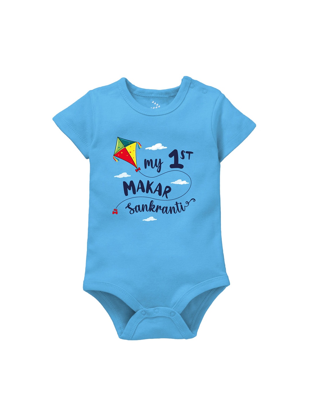 

Zeezeezoo 1st Makar Sankranti Printed Cotton Bodysuit, Blue