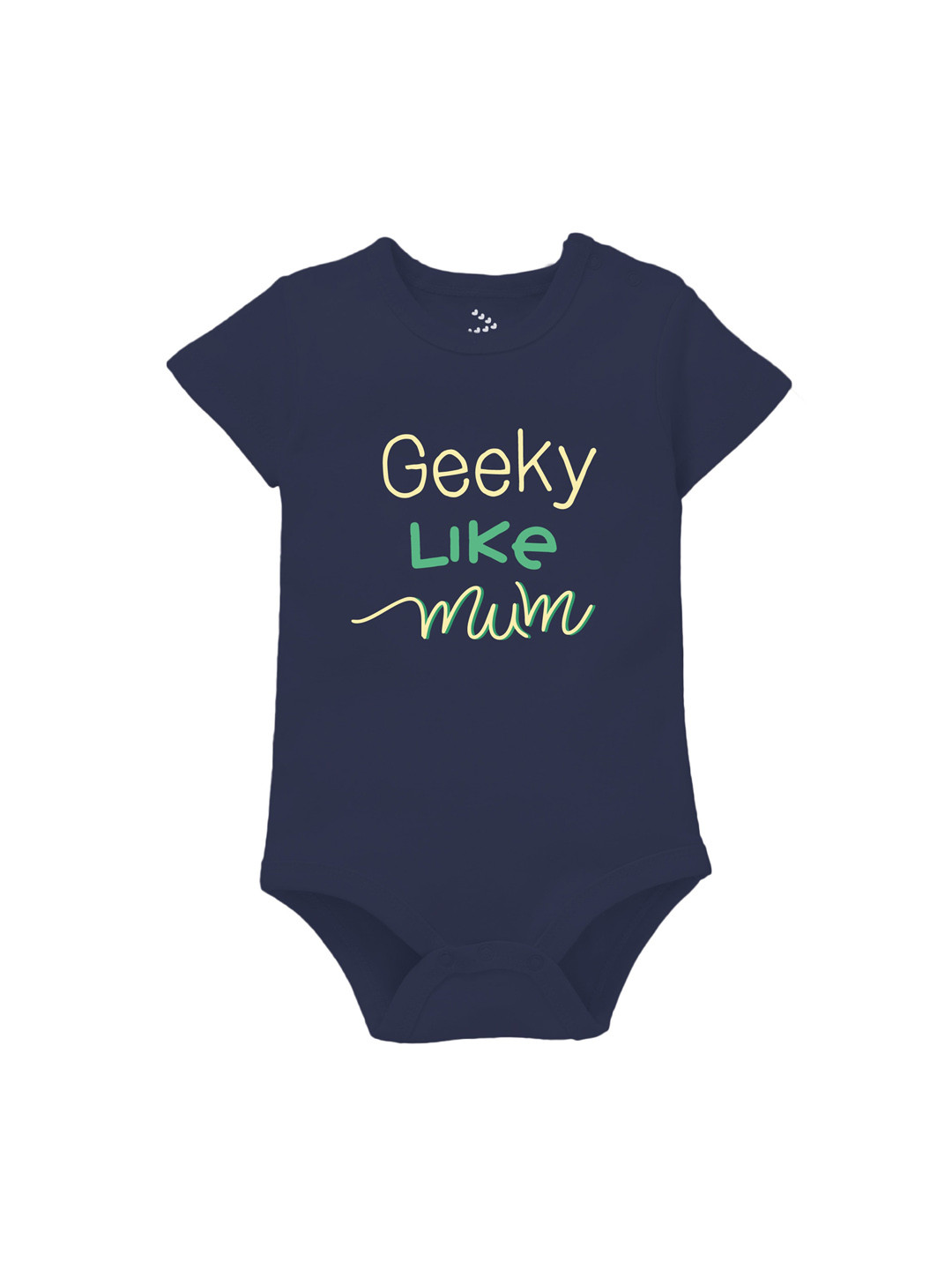 

Zeezeezoo Kids Geeky like Mum Printed Cotton Bodysuit, Navy blue