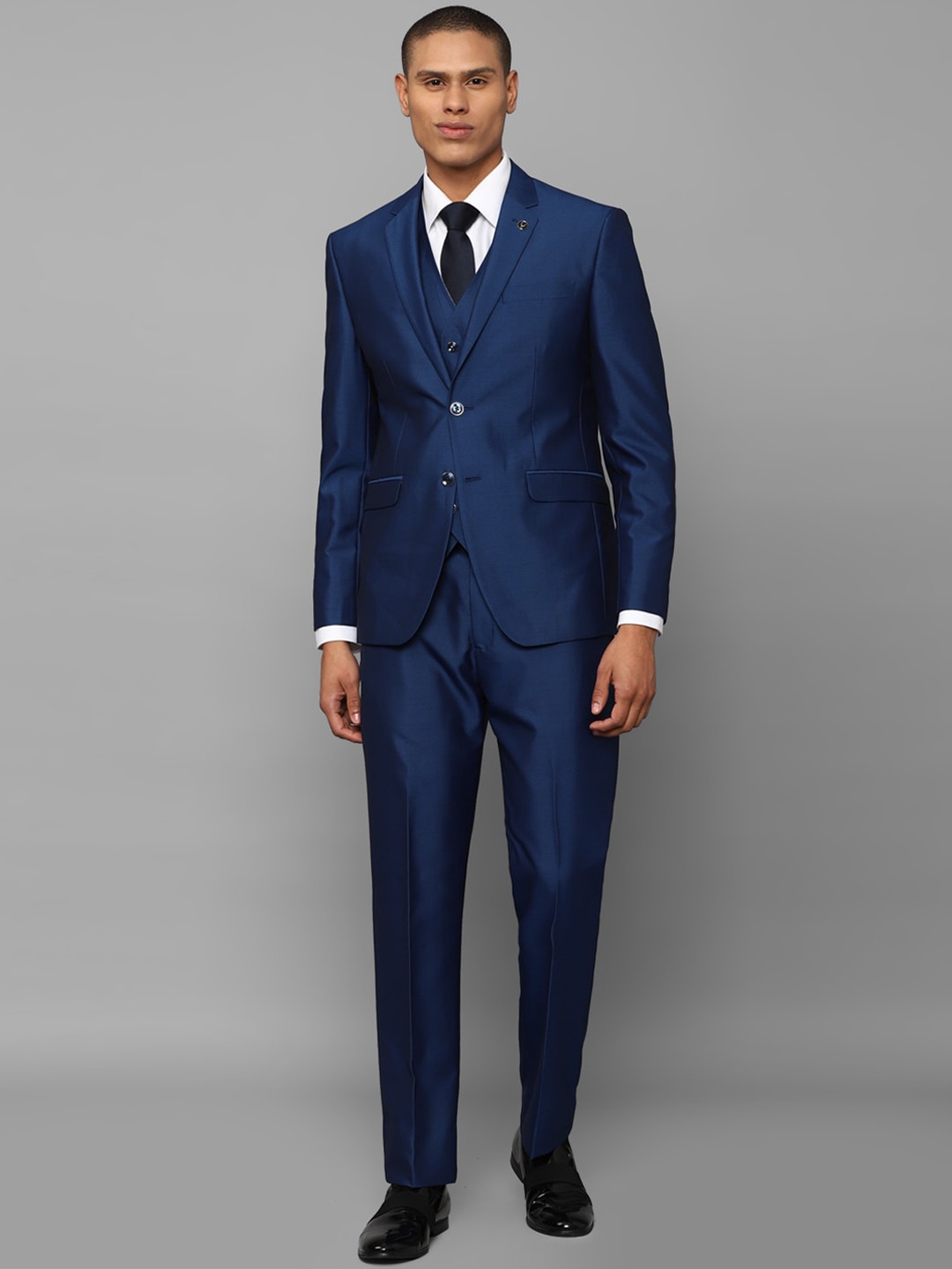 

Allen Solly Men Single Breasted Slim Fit 3-Piece Formal Suit, Navy blue