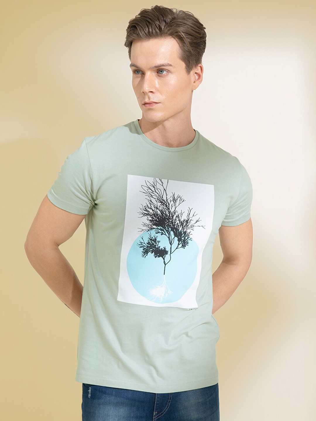 

Snitch Men Printed Slim Fit T-shirt, Grey