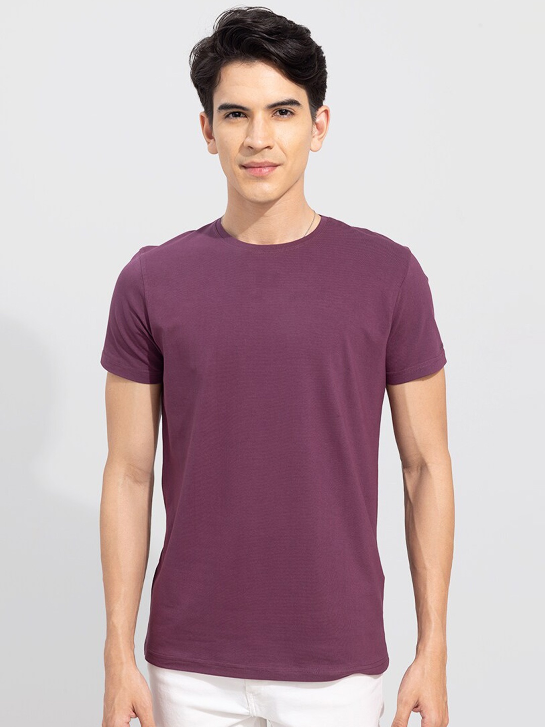 

Snitch Men Slim Fit Cotton T-shirt, Burgundy