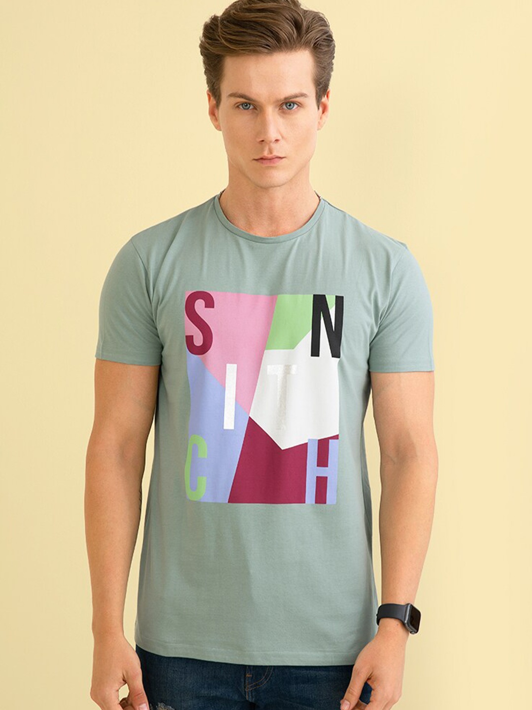 

Snitch Men Printed Slim Fit T-shirt, Green