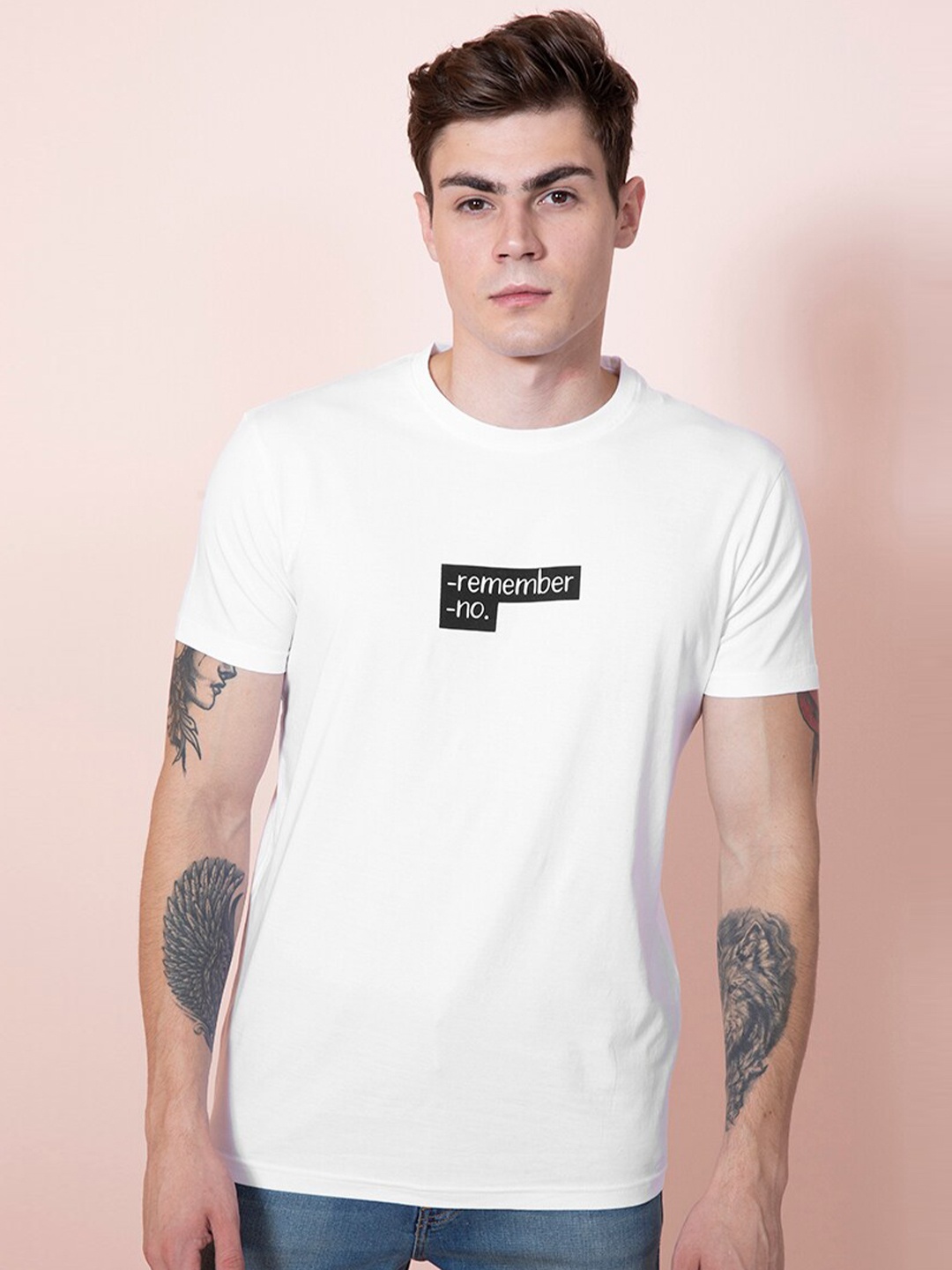 

Snitch Men Typography Printed Cotton Slim Fit T-shirt, White