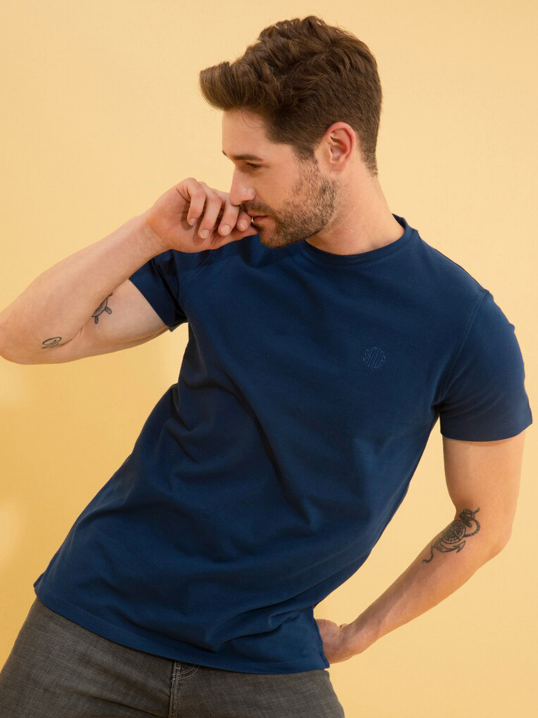 

Snitch Men Cotton T-shirt, Blue