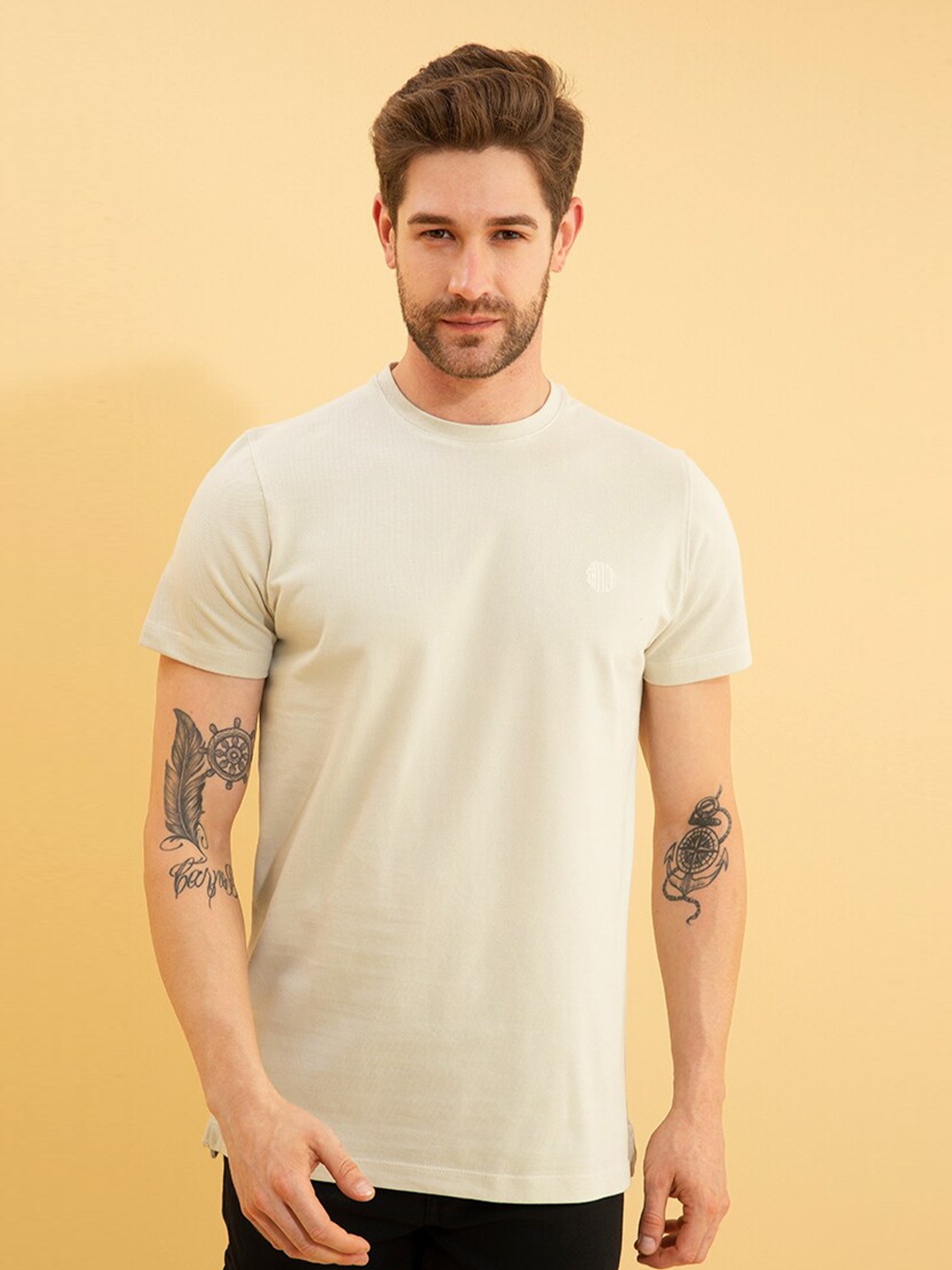 

Snitch Men Cotton T-shirt, Cream
