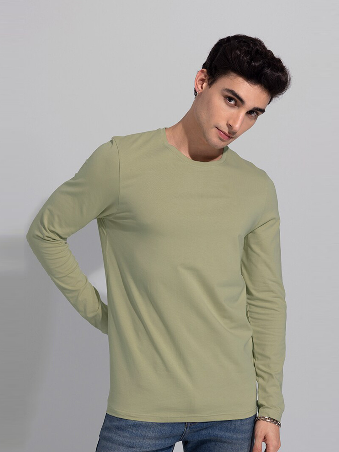 

Snitch Men Cotton Slim Fit T-shirt, Green