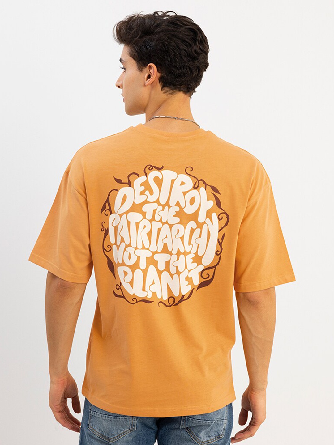 

Snitch Men Cotton Typography Printed Slim Fit T-shirt, Mustard