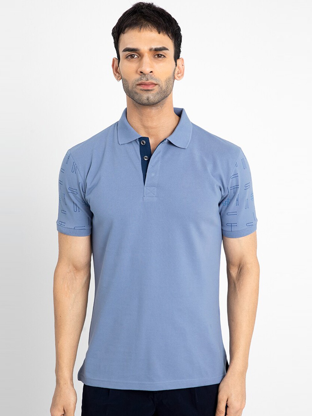 

Snitch Men Cotton Polo Collar Slim Fit T-shirt, Blue