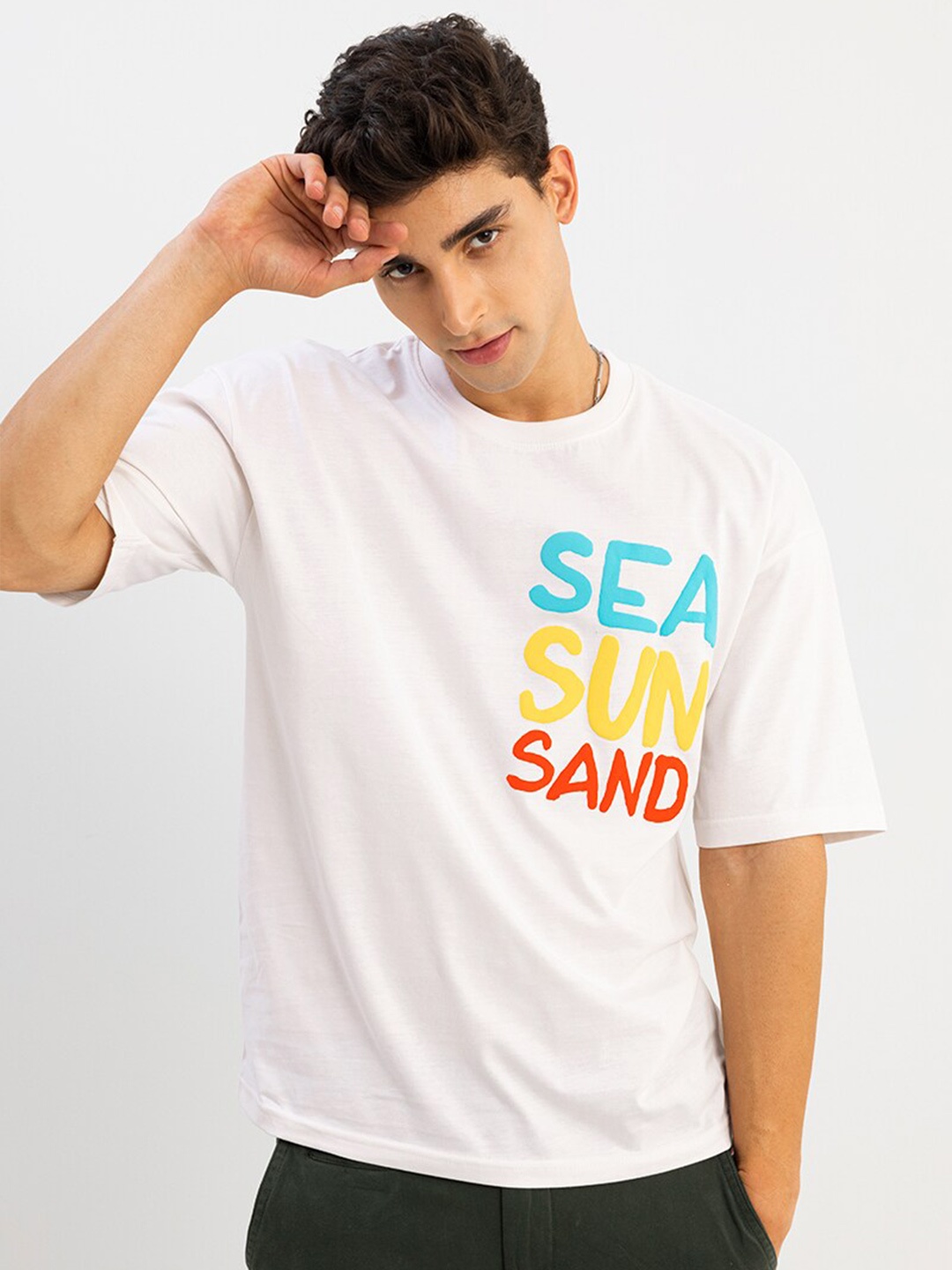 

Snitch Men Typography Printed Cotton Slim Fit T-shirt, White