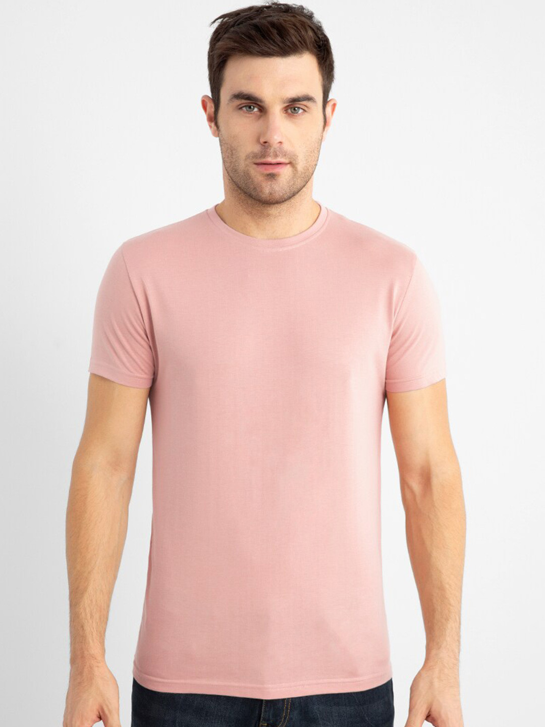 

Snitch Men Cotton Slim Fit T-shirt, Peach