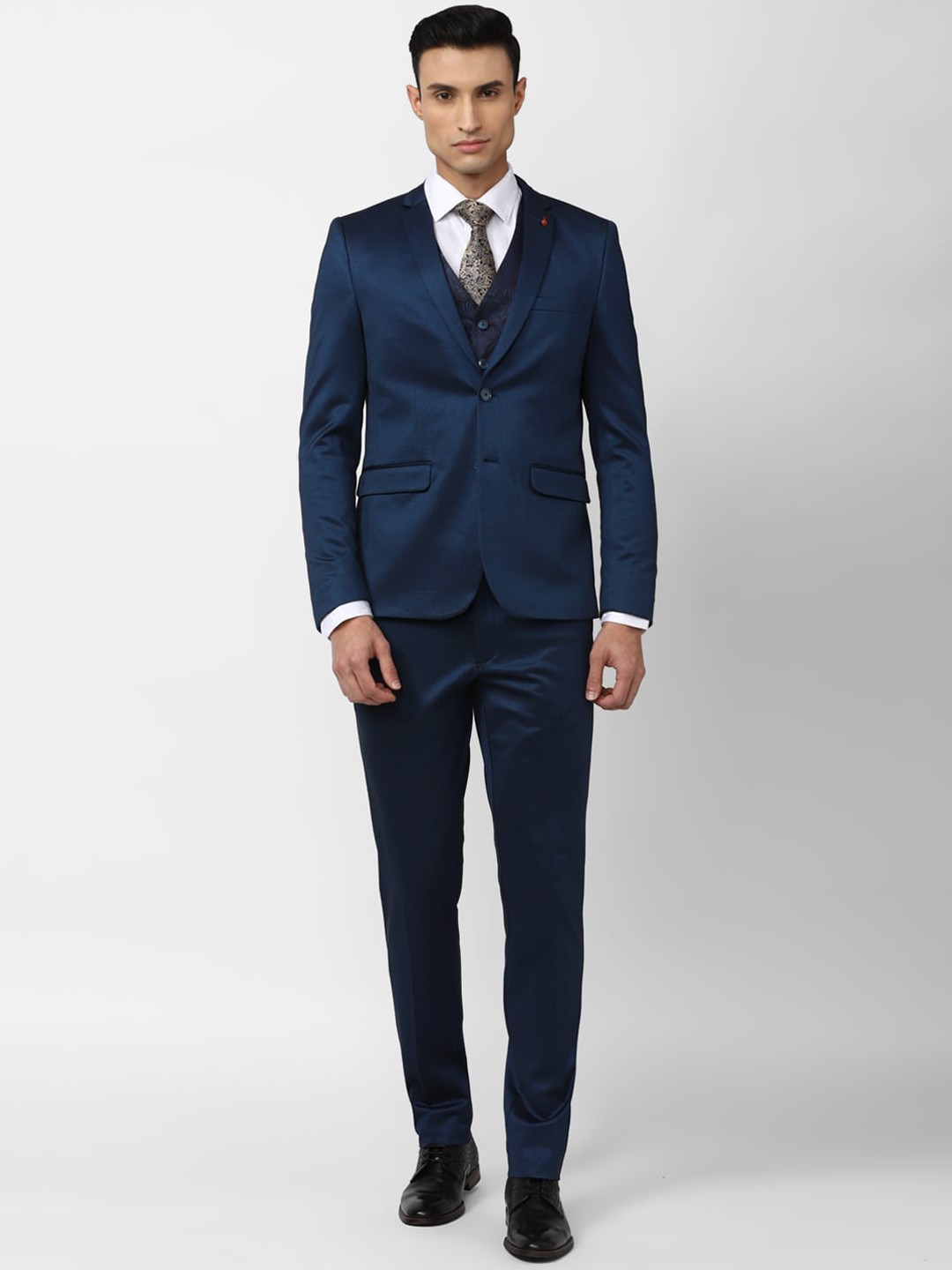 

Van Heusen Men Single Breasted Slim Fit 3-Piece Formal Suit, Navy blue