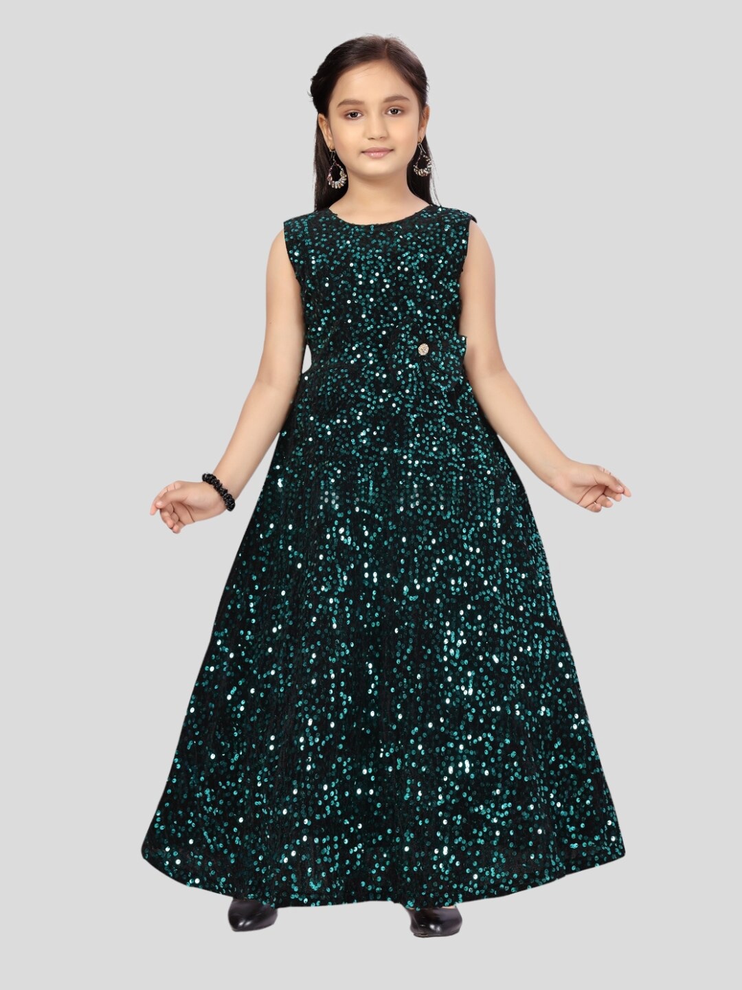 

Aarika Green Embellished Velvet Dress