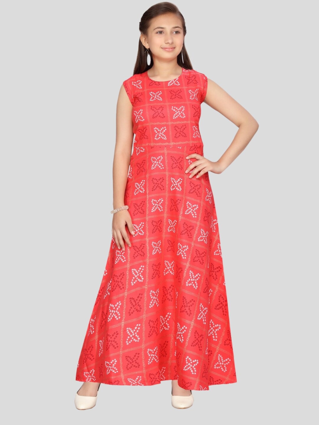 

Aarika Red Floral A-Line Maxi Dress