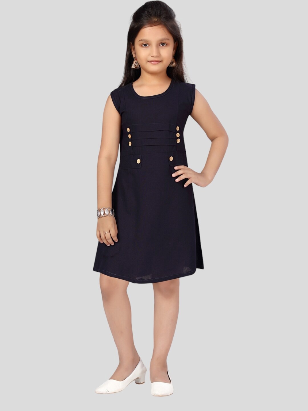 

Aarika Navy Blue A-Line Dress