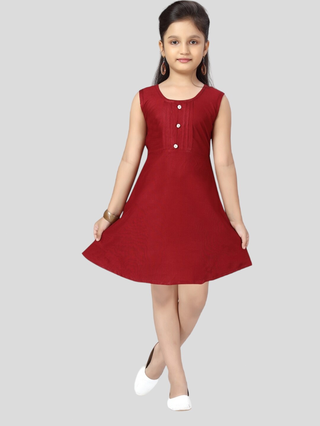

Aarika Sleeveless Cotton A-Line Dress, Maroon