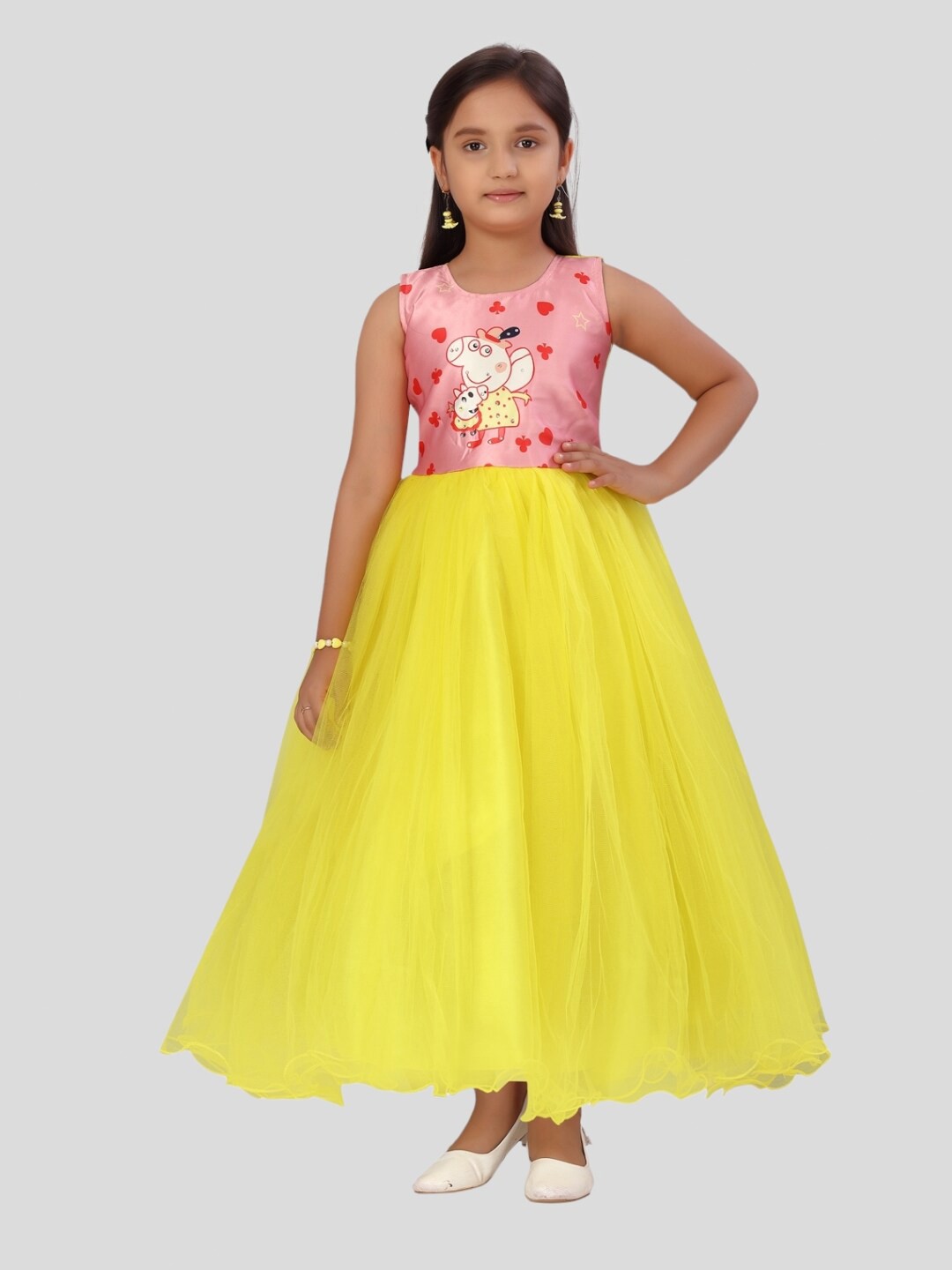 

Aarika Girls Net Maxi Dress, Yellow